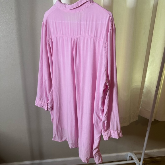 Beach Bikini Cover-up | Long Roll-up Sleeve Beach Shirt | Pink Button Down Shirt - Picture 12 of 14